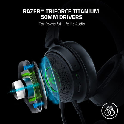Razer Kraken V3 USB Gaming Headset - TriForce Drivers (Renewed)
