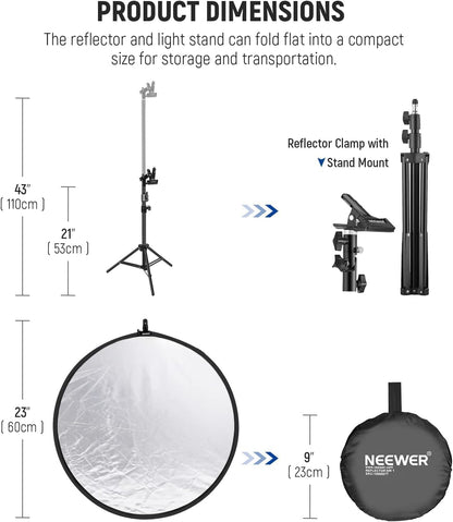 Neewer 24"/60cm 5-in-1 Photography Light Reflector Kit