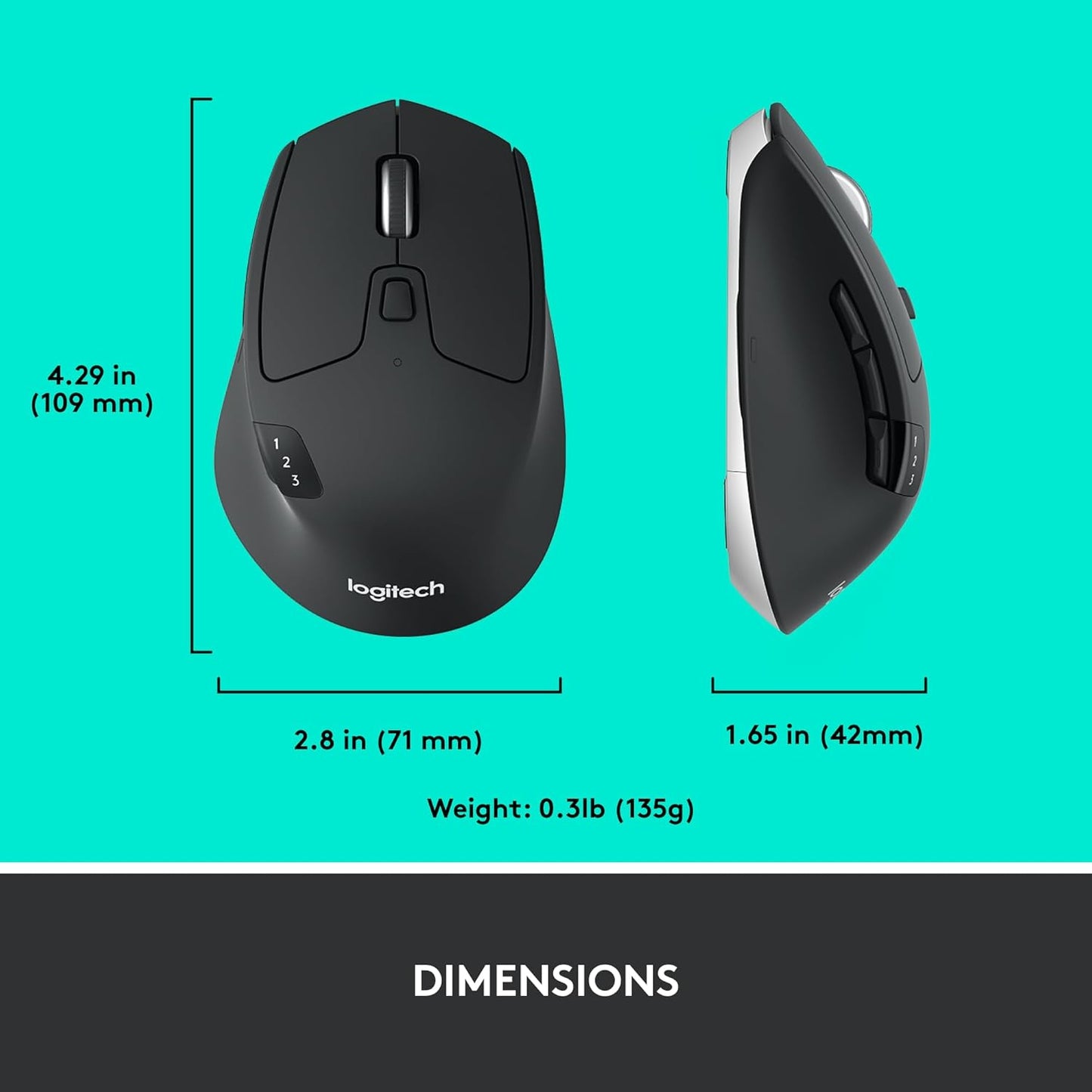 Logitech 910-006036 Triathlon Wireless Mouse: Multi-Device Bluetooth