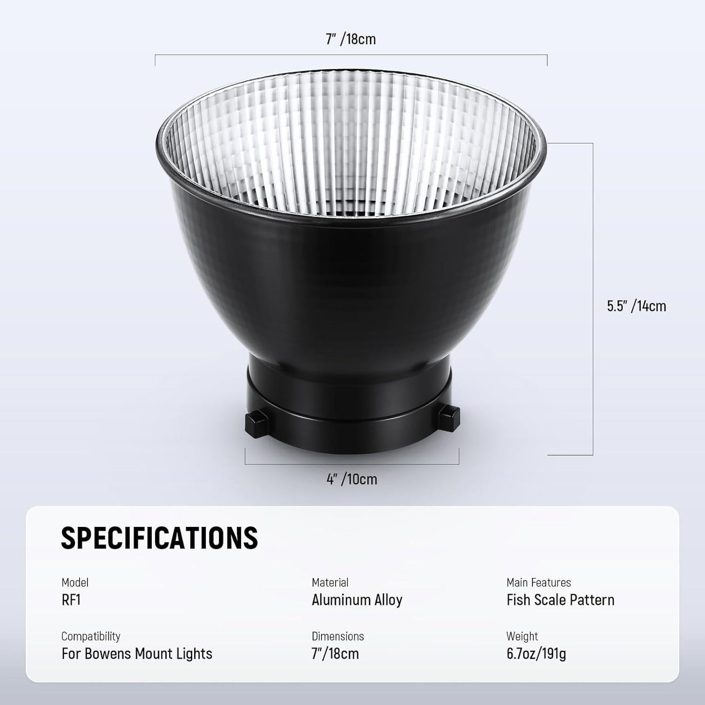 Neewer RF1 7" Fish Scale Reflector Diffuser Bowens Mount