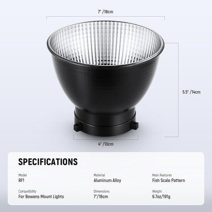 Neewer RF1 7" Fish Scale Reflector Diffuser Bowens Mount