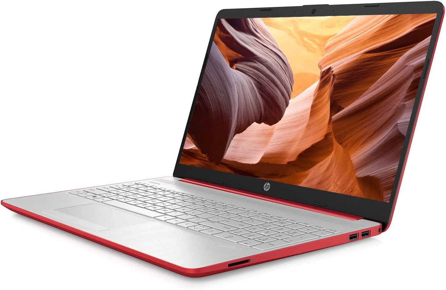 HP 15" HD Laptop, Pentium 4-Core, 8GB, 128GB SSD, Red (Renewed)