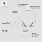 Logitech H390 USB Computer Headset 2-Pack White