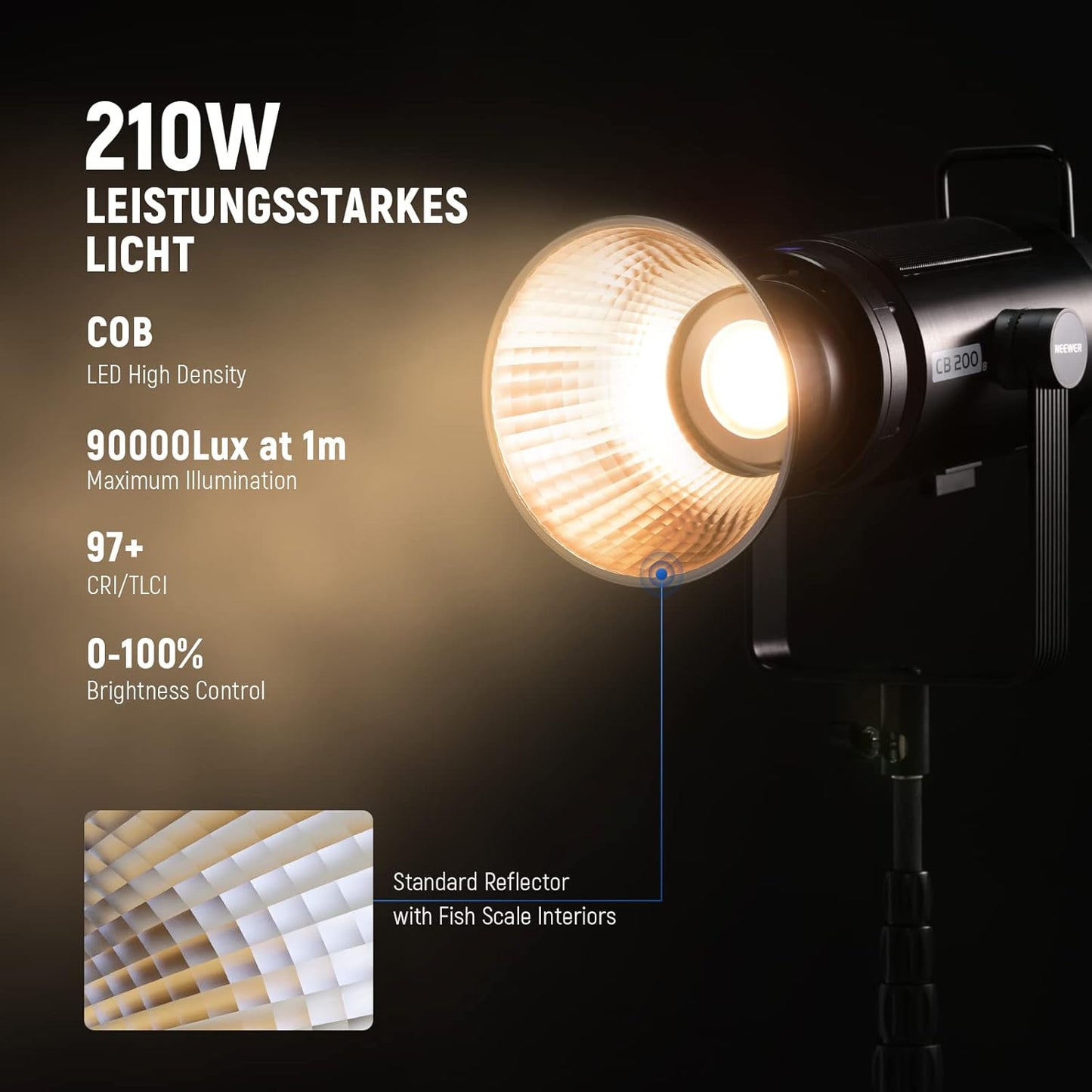 Neewer CB200B 210W LED Video Light Bi-Color 2700K-6500K