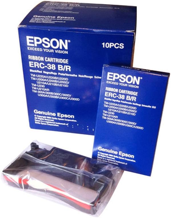 Epson ERC38BR Cash Register Ribbon Black/Red 10-Pack