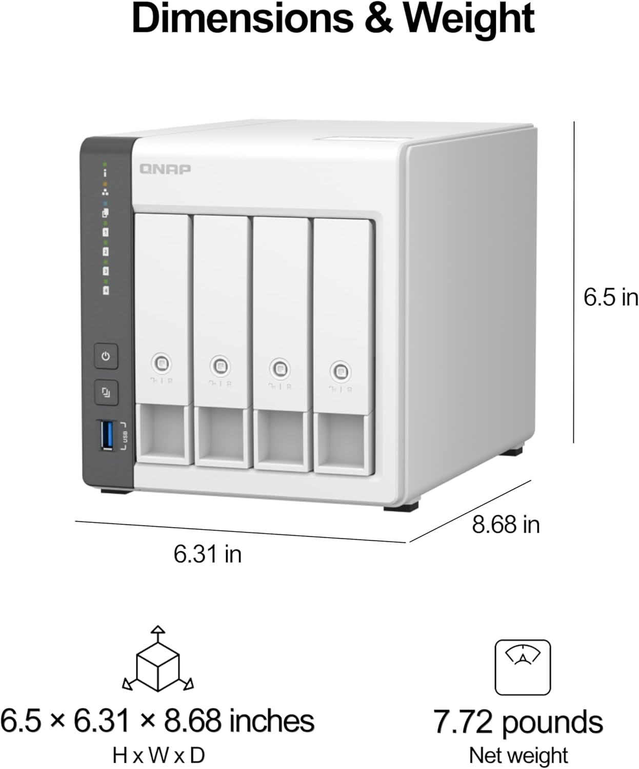 QNAP TS-433-4G-US 4-Bay NAS - Quad-Core, 4GB RAM, 2.5GbE