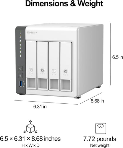 QNAP TS-433-4G-US 4-Bay NAS - Quad-Core, 4GB RAM, 2.5GbE