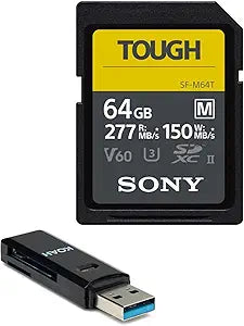 Sony SF-M 64GB Tough SD Card USB 3.0 Reader Bundle