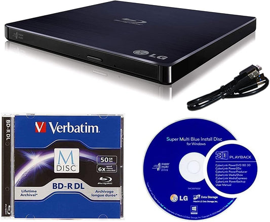 LG 4328437792 6x External Blu-ray Burner Bundle with M-Disc