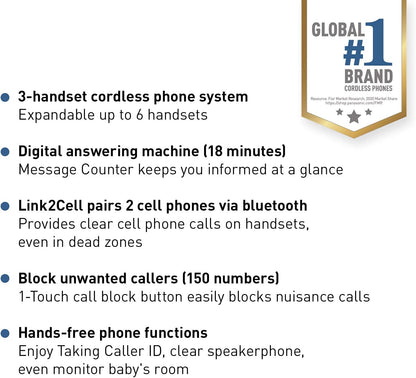 Panasonic KX-TGD663M Cordless Phone 3 Handsets Bluetooth