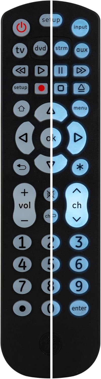 GE 40081 Universal Remote Control Backlit Buttons