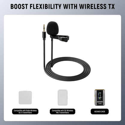 Neewer CM5 Lavalier Lapel Microphone Clip-On Omnidirectional Mic