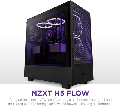 NZXT H5 Flow Compact ATX Case - High Airflow, Black