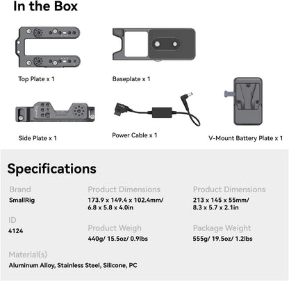 SmallRig 4124-CF FX6 Camera Cage Kit V-Mount Battery Plate