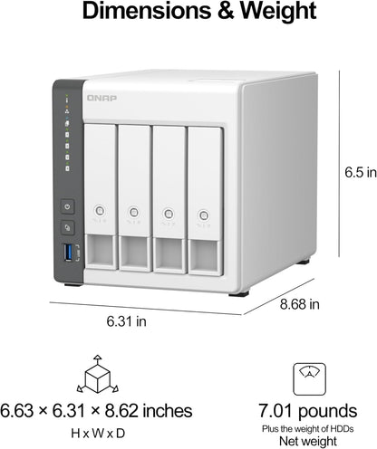 QNAP TS-433-4G-44ST-US 12TB NAS RAID 5 Bundle