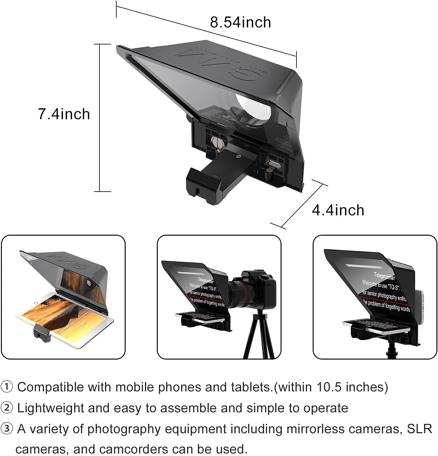 GVM Teleprompter Portable with iOS/Android APP & Remote