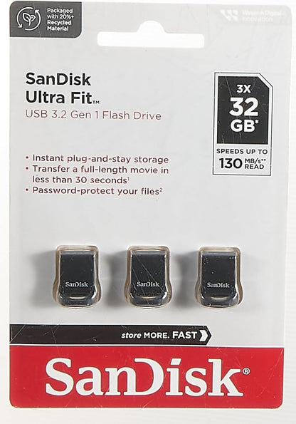 SanDisk SDCZ430-032G-G46T 32GB Ultra Fit USB 3.1 Flash Drive (3-Pack)