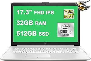 HP Laptop Computer 17: i5-10210U, 32GB RAM, 512GB SSD, FHD