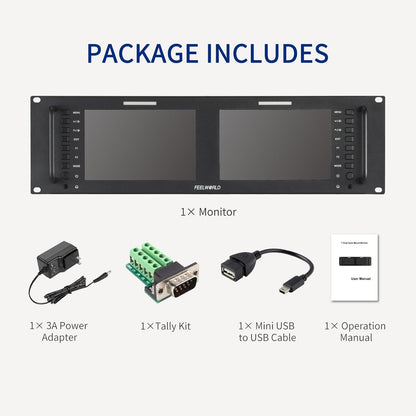 FEELWORLD D71 PLUS-H Dual 7" 3RU Rack Mount Monitor