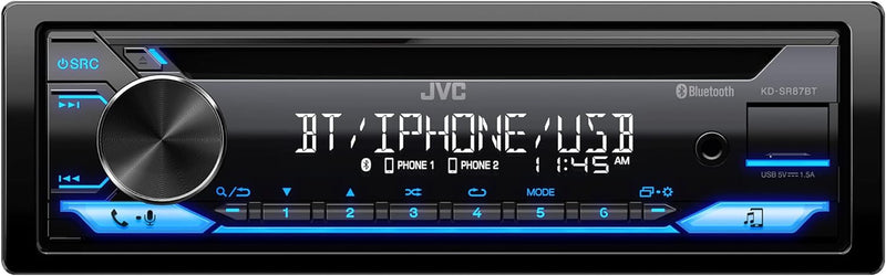 JVC KD-SR87BT Bluetooth CD Car Stereo Receiver - USB, 13-Band EQ — main product image