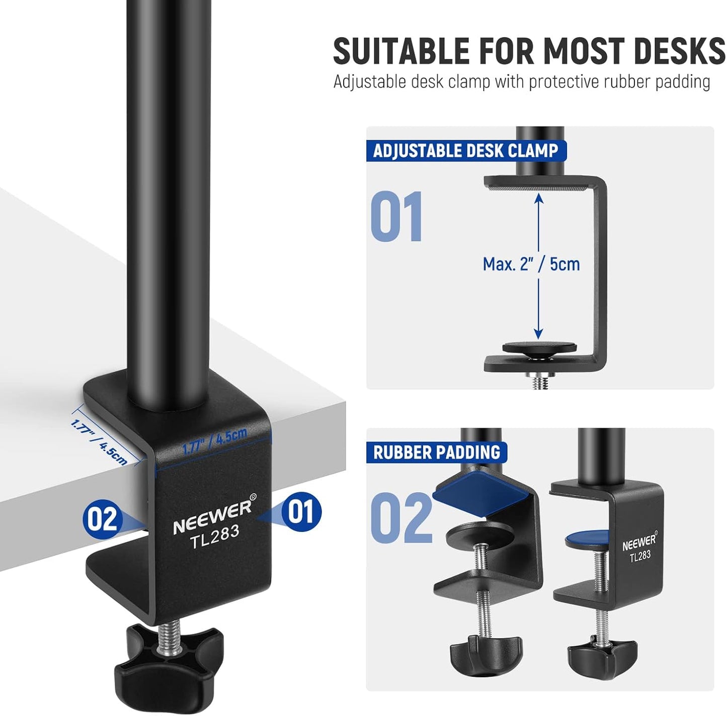 Neewer 10101878 Extendable Camera Desk Mount with Ball Head