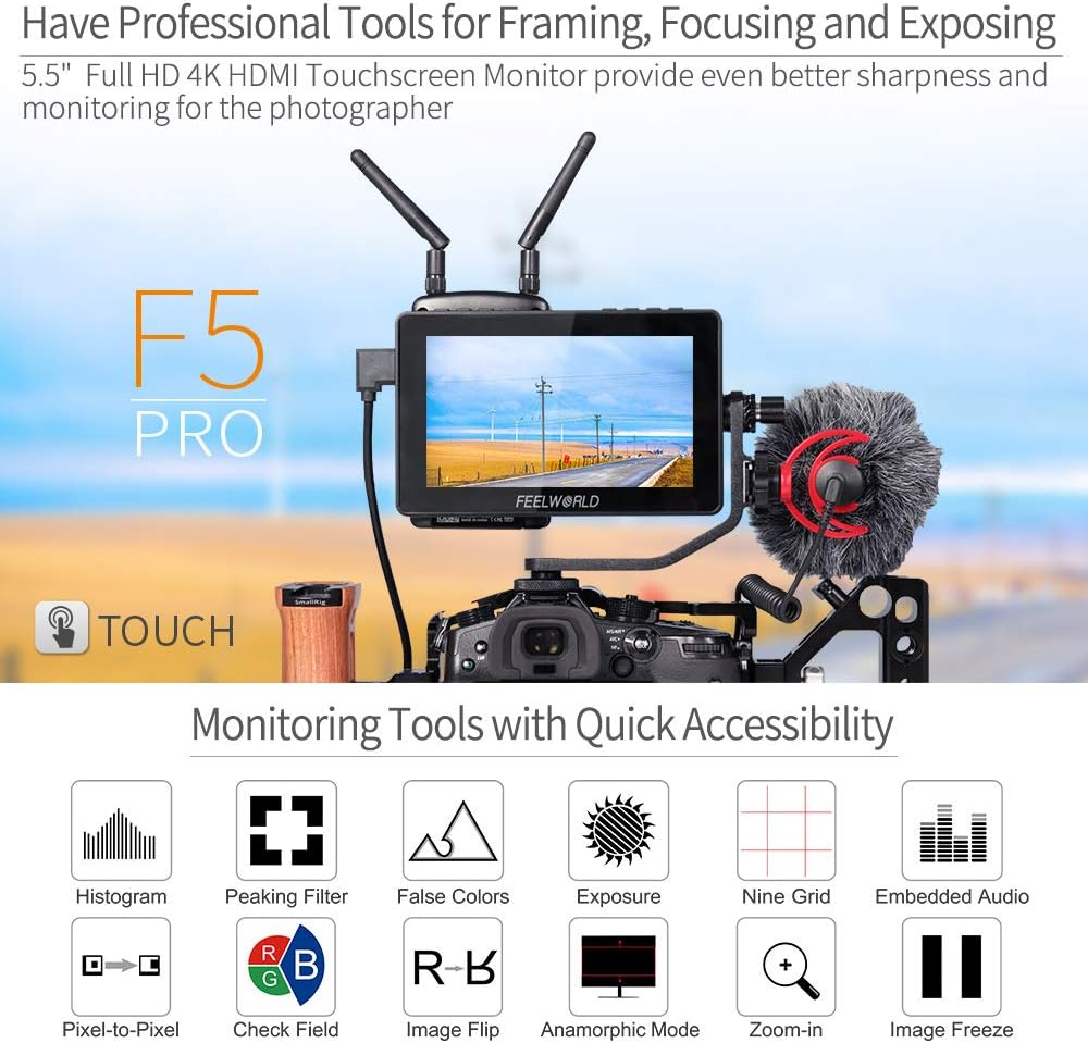 FEELWORLD F5-US 6 Inch 4K HDMI Touch Screen Monitor