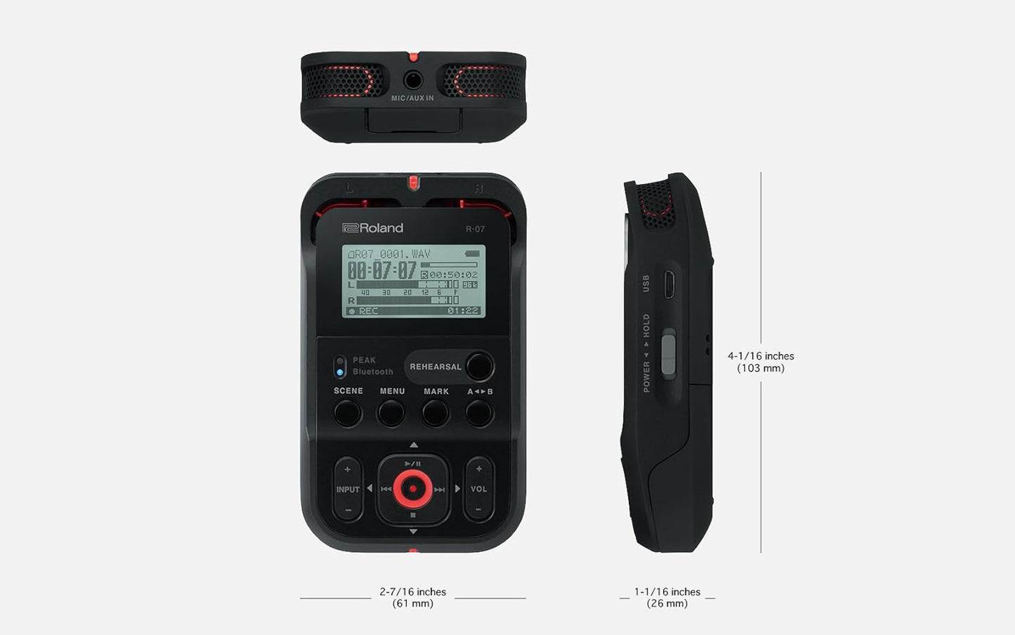 Roland R-07-BK High-Resolution Handheld Audio Recorder Black