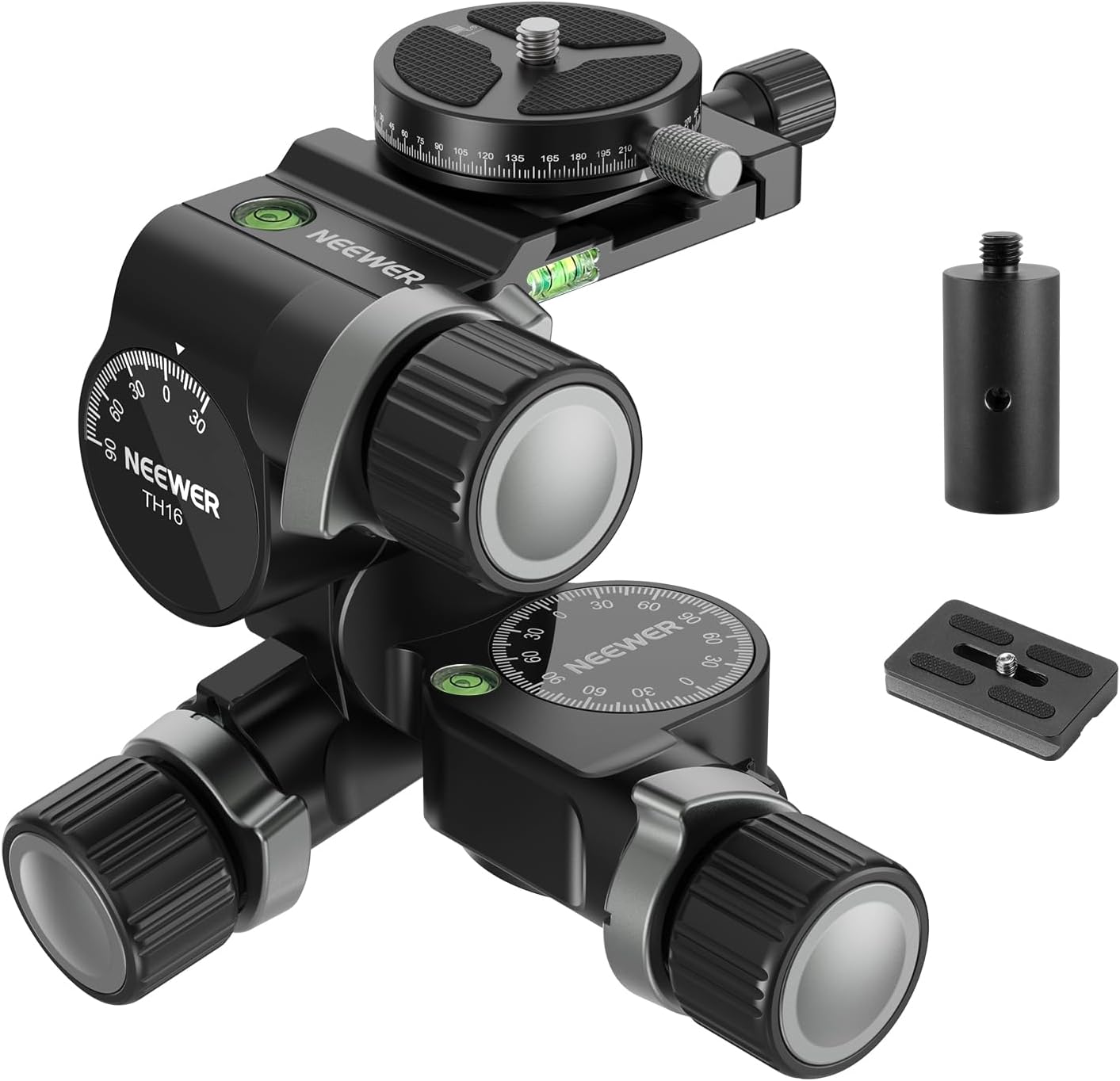 Neewer TH16 3-Way Geared Tripod Head Arca Plate