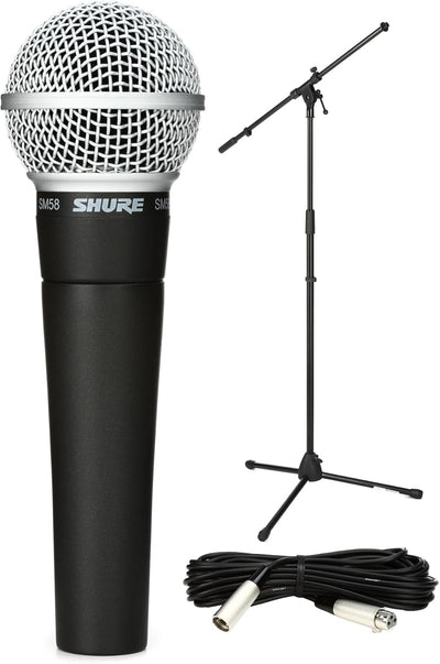 Shure SM58 Vocal Microphone XLR Cable Stand Bundle