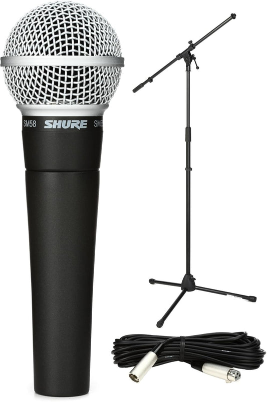 Shure SM58 Vocal Microphone XLR Cable Stand Bundle