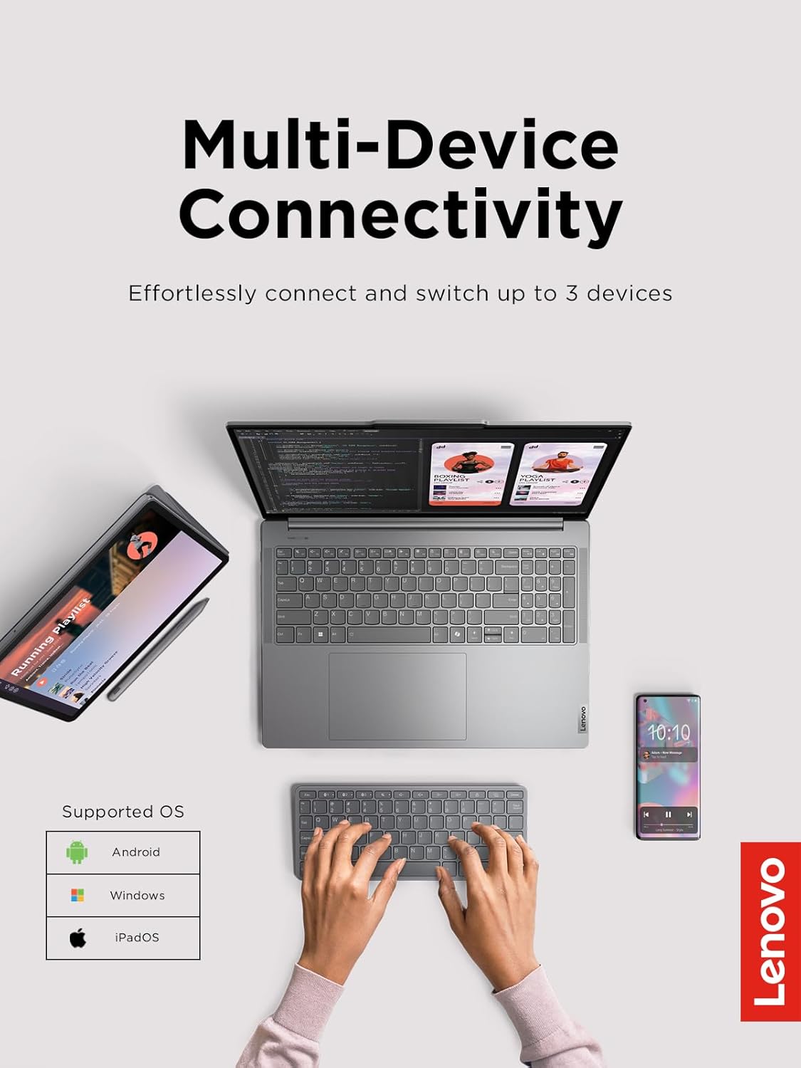 Lenovo b1859c8d Multi-Device Bluetooth Keyboard - Iron Grey