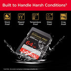 SanDisk Extreme PRO SD UHS-I - 64GB SDXC Card - Fast Transfer