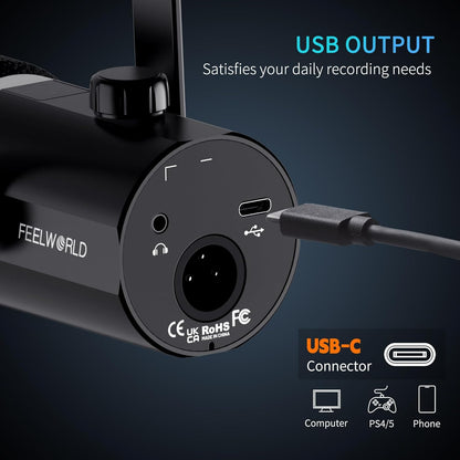 FEELWORLD PM1 USB XLR Dynamic Studio Microphone