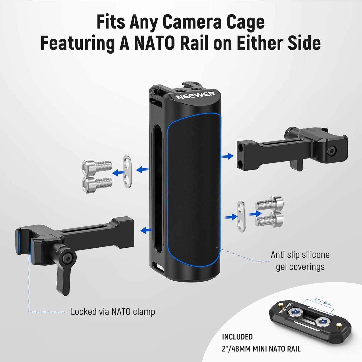 Neewer CA017H NATO Side Handle Grip Aluminum Camera Handgrip