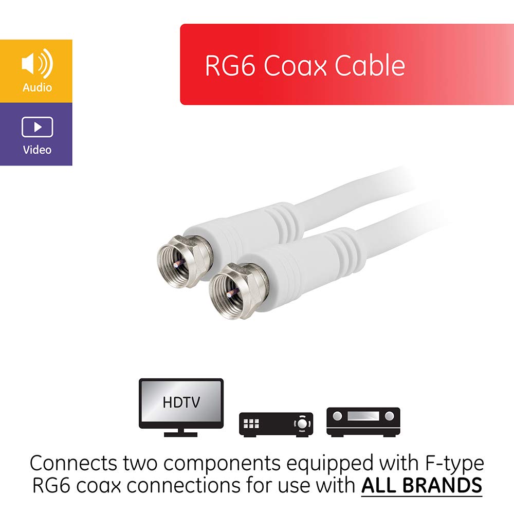 GE 33604 RG6 Coaxial Cable 25 ft Double Shielded