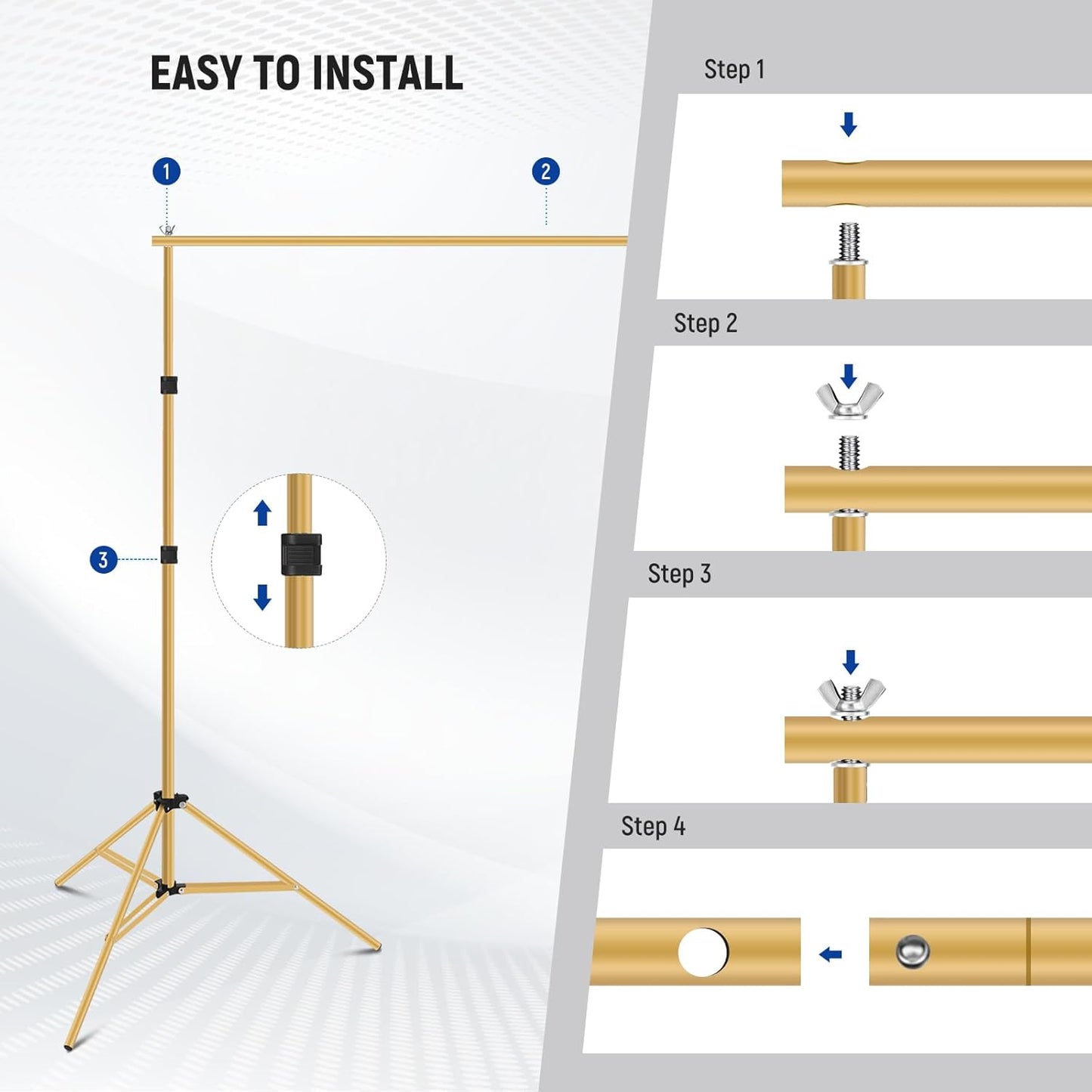 Neewer 10ft Photo Studio Backdrop Support System - Gold