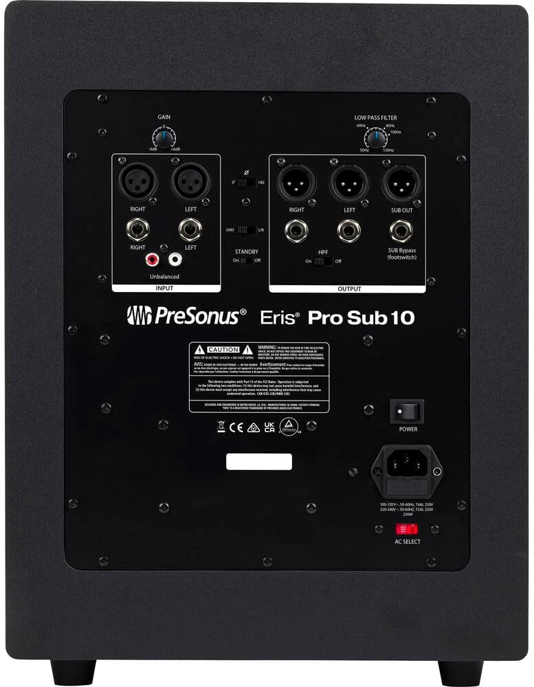 PreSonus ERIS PRO SUB 10 Studio Subwoofer, 10-inch Active Bundle