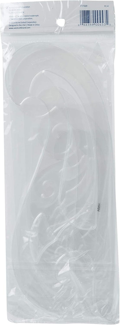 Westcott FC-4 LetterCraft French Curve Set (Set of 4)