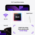 Apple MME63LL/A-cr 2022 iPad Air 256GB Purple Renewed