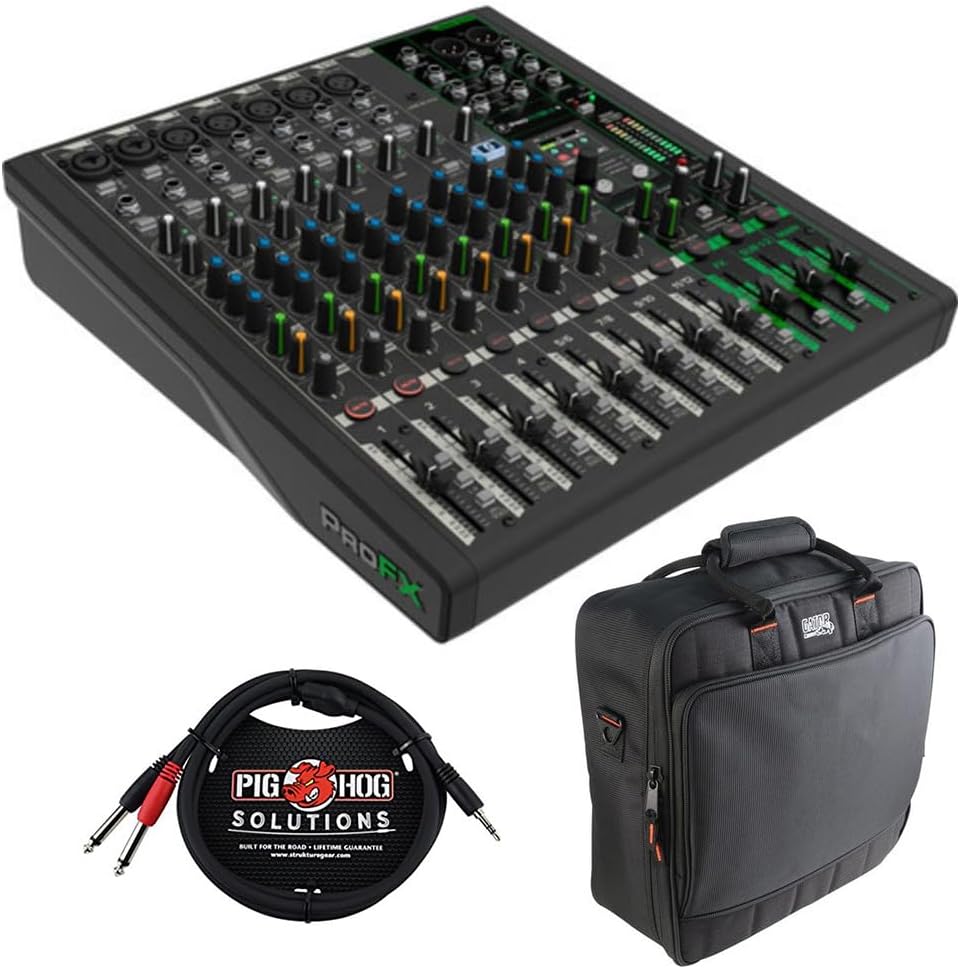 Mackie 12-Channel ProFX12v3+ Mixer Bundle with Bag