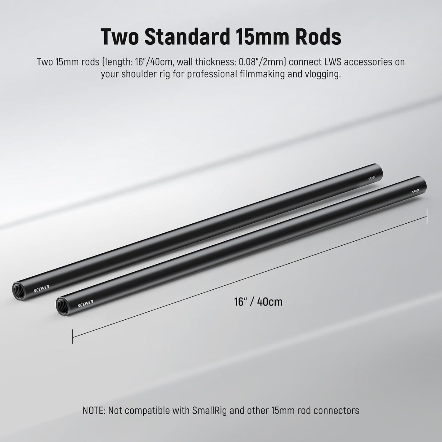 Neewer 10104677 15mm Rods for Camera Rig