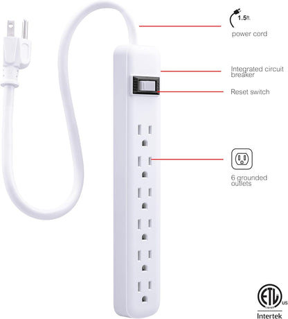 GE 14833 6-Outlet Power Strip 2-Pack