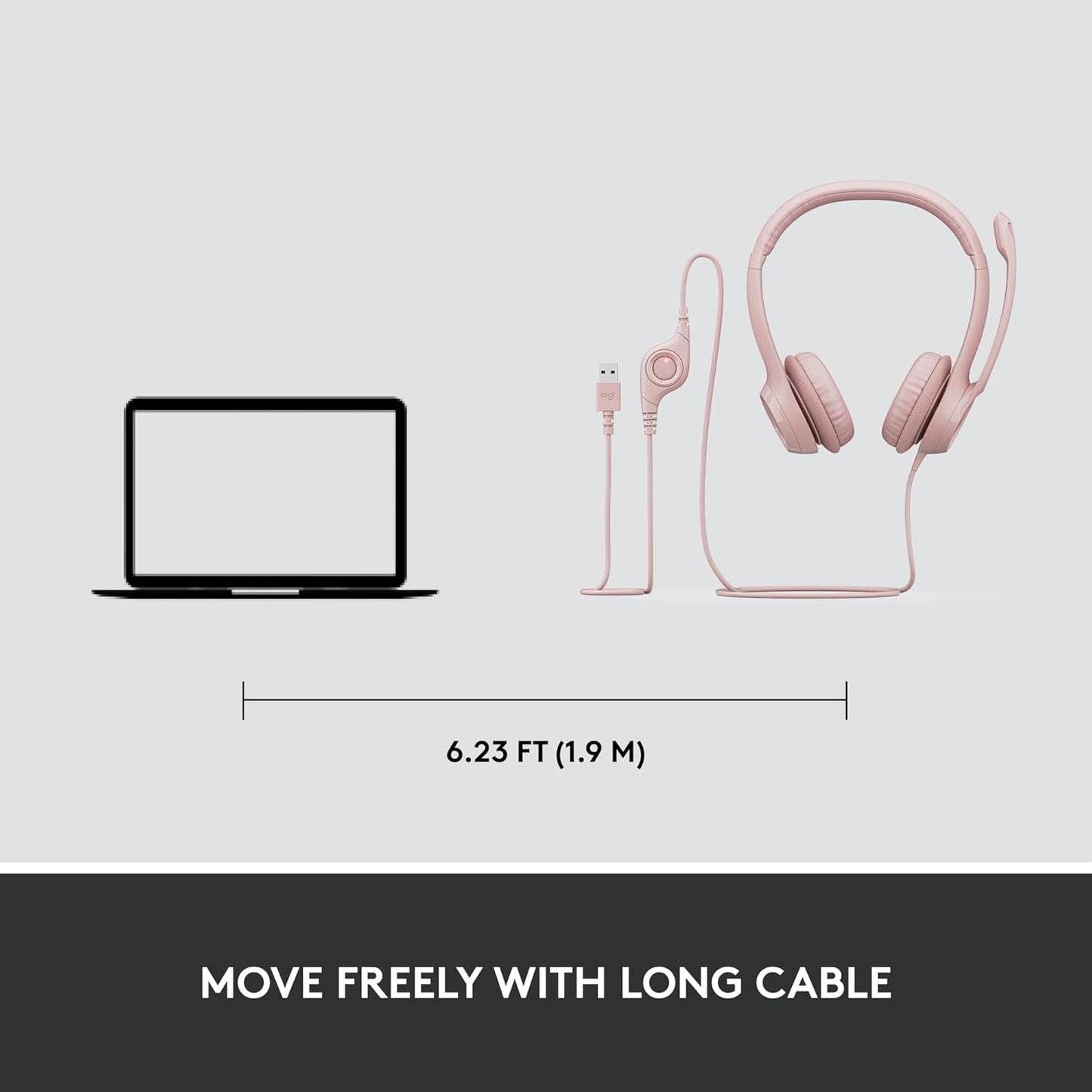 Logitech H390 Wired Stereo Headset USB Noise Canceling Mic