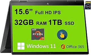 HP Envy X360 15 Ryzen 7 2-in-1 Laptop 1TB SSD 32GB RAM