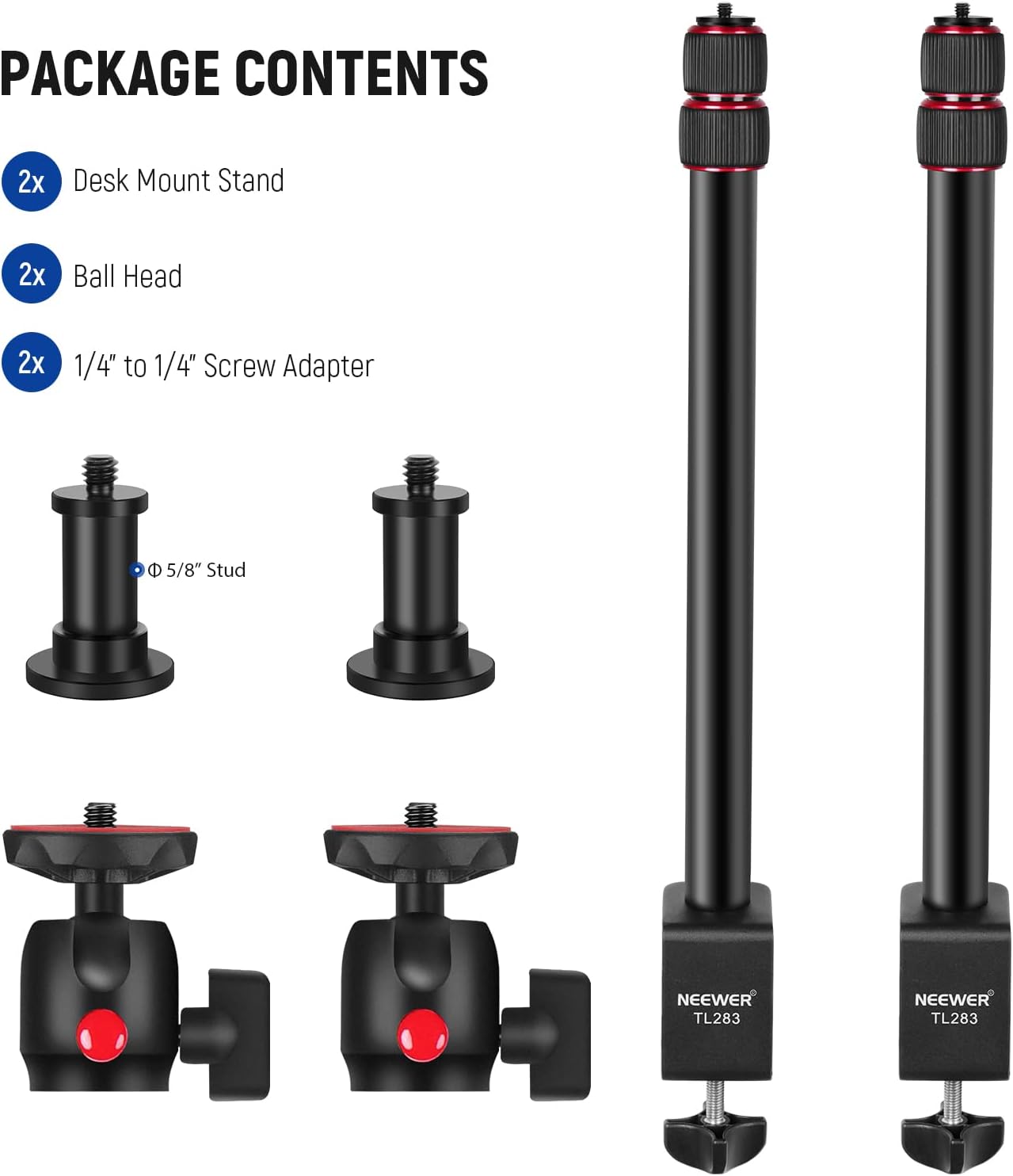 Neewer 10101565 Extendable Camera Desk Mount Stand 2-Pack