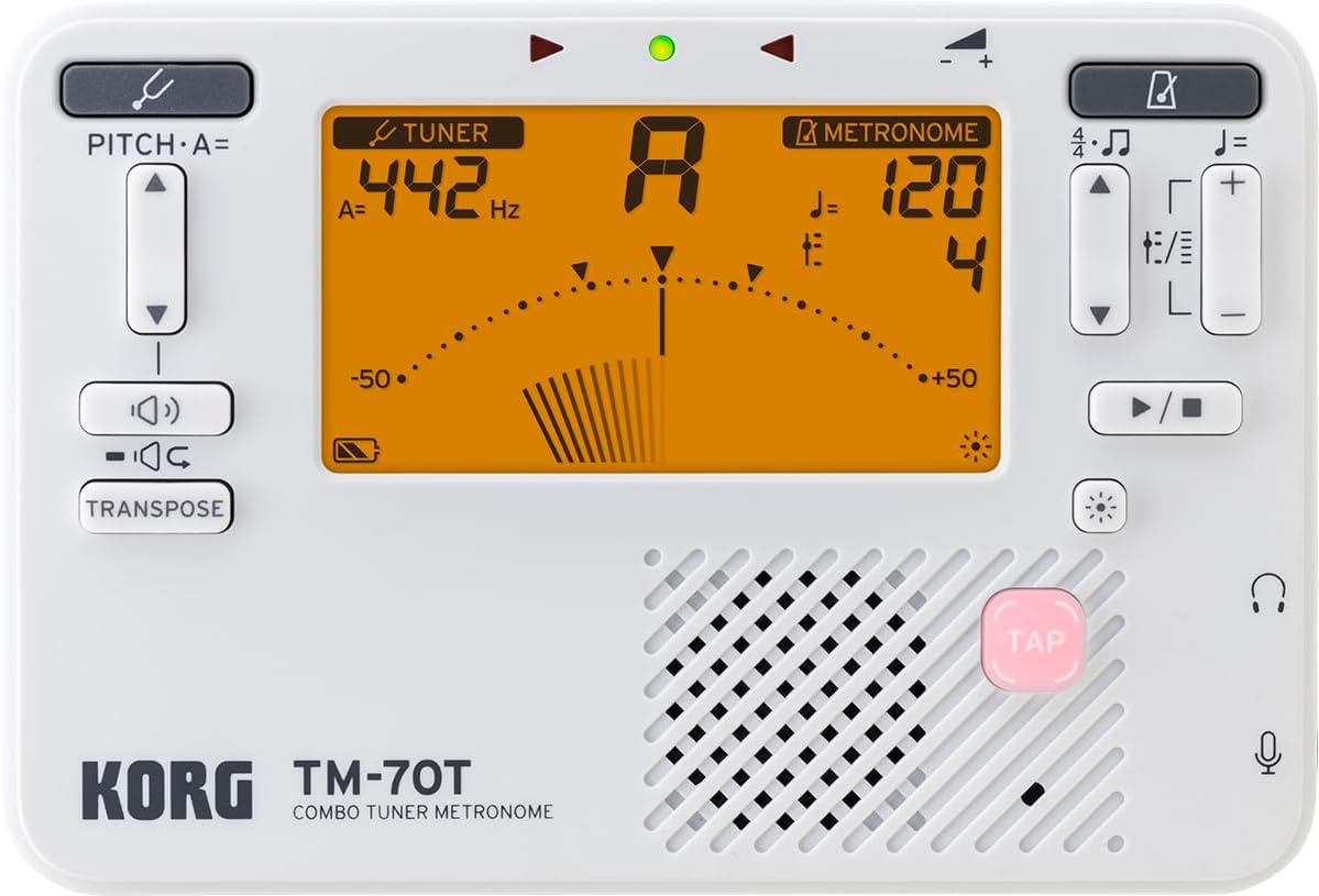 Korg TM70TWH Tuner - Metronome Combo, White