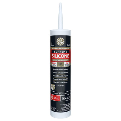 GE 2822051 Supreme Silicone Caulk Clear Waterproof