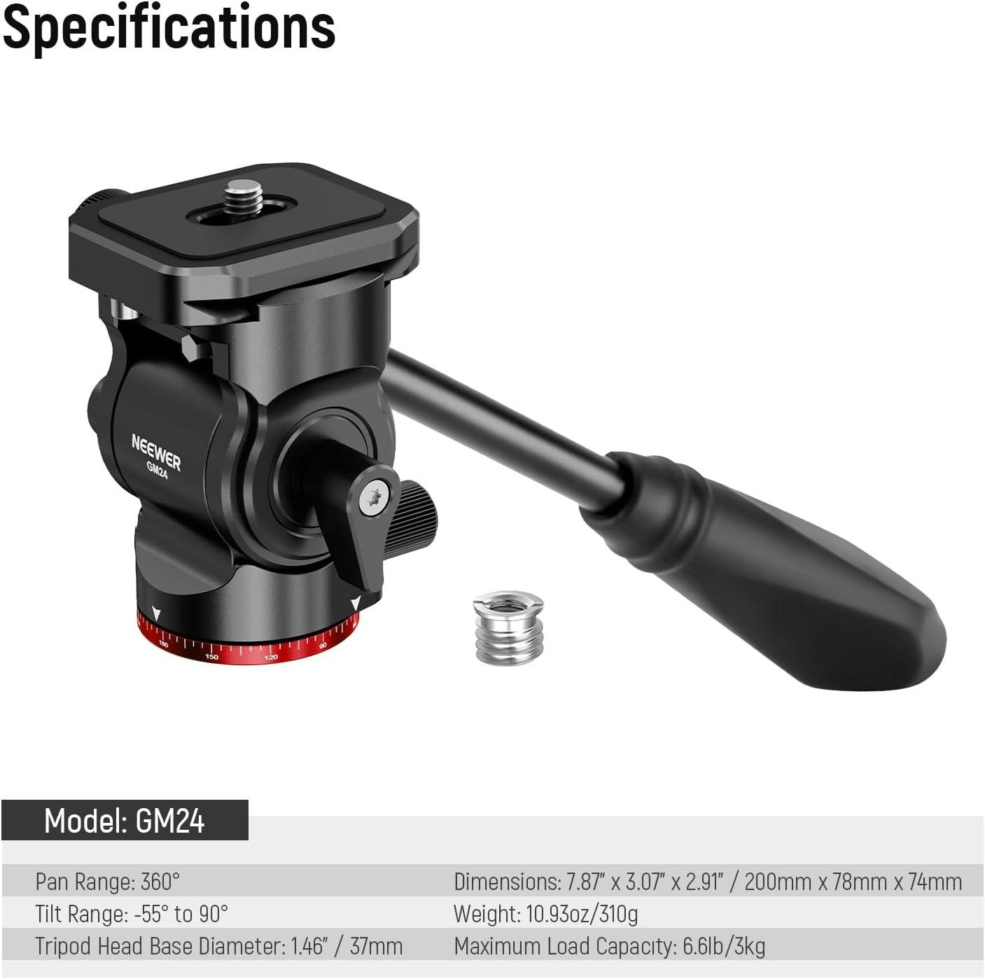 Neewer GM24 Tripod Fluid Head with Quick Release