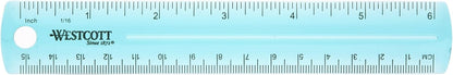 Westcott 6-Inch Plastic Ruler - Assorted Colors, 2-Pack