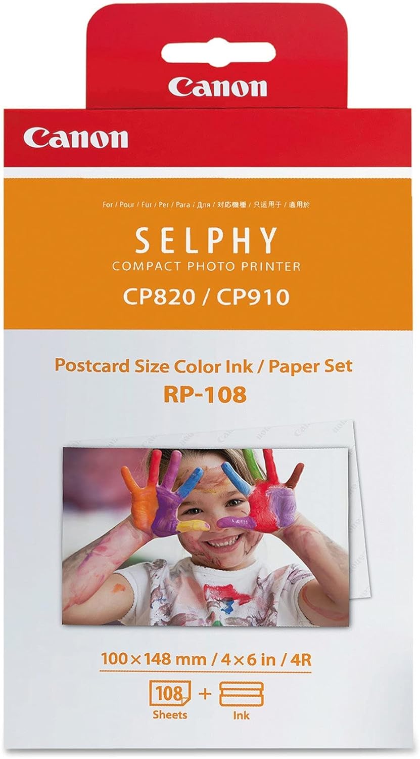 Canon 8568B001 SELPHY CP910 Ink/Paper Set RP-108 (2 Pack)